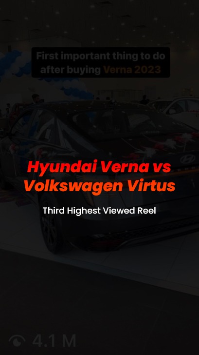 Third top performing reel thumbnail — Hyundai Verna vs Volkswagen Virtus (4.1M views)